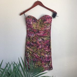 Bright hot pink lace tube mini dress